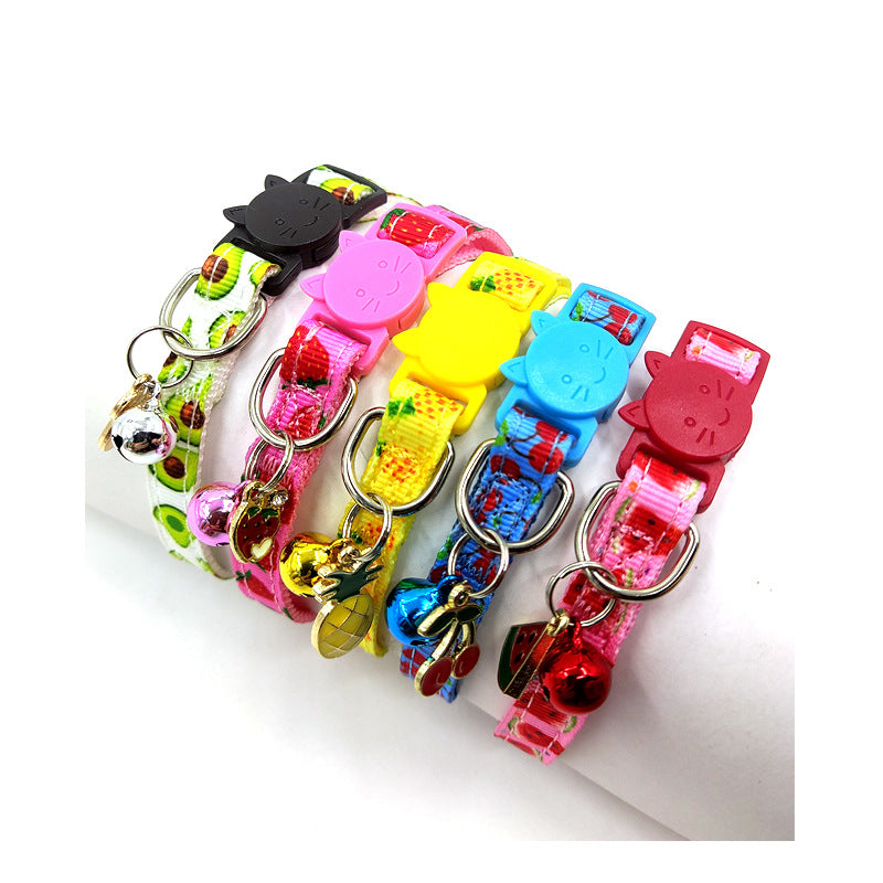 Cat collar with bell showing adjustable strap