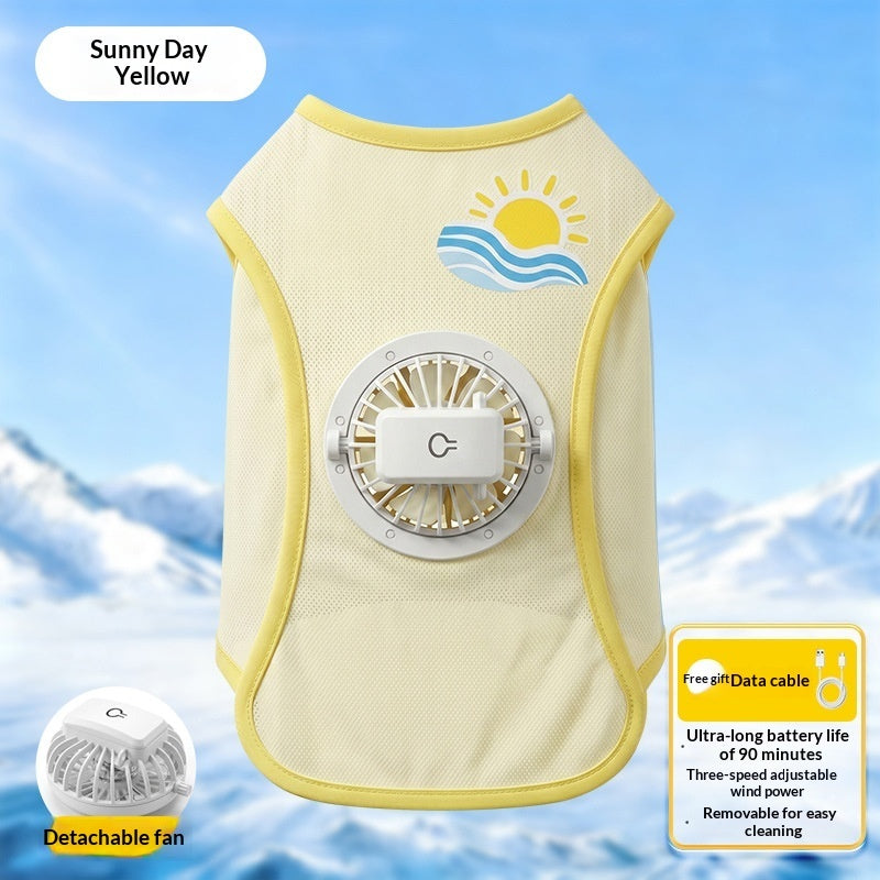 Cooling fan vest for dogs, adjustable strap fit