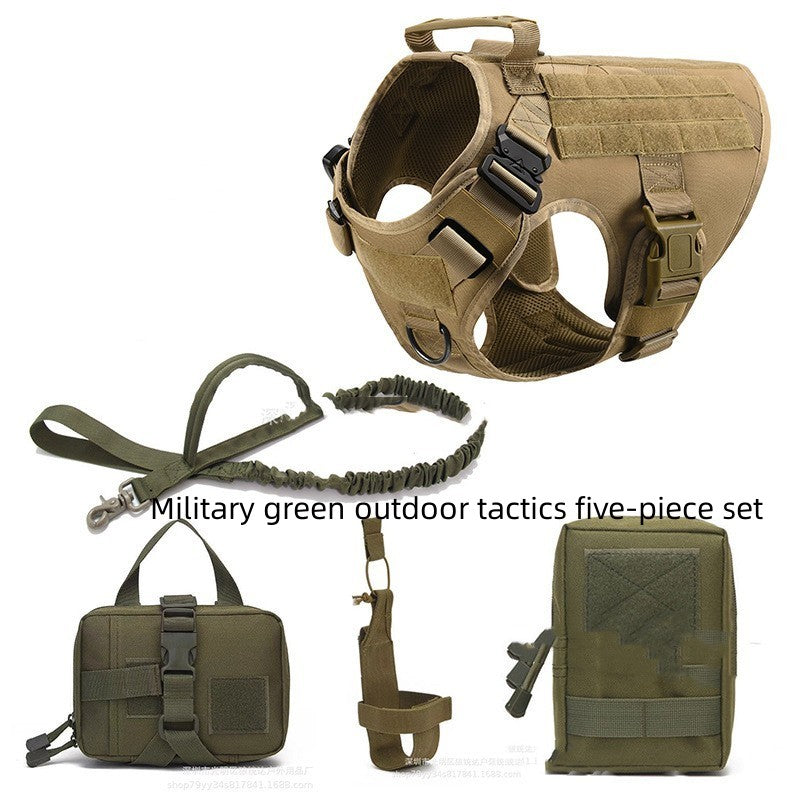 Army green Military style no pull dog harness for German Shepherd with top handle for close control in busy areas