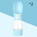 Blue and clear portable water bottle on a light blue background