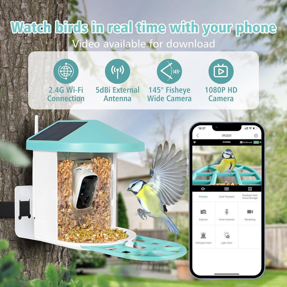 Smart bird feeder with built-in wireless camera