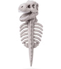 Close-up of dinosaur skeleton design on dog hoodie hood