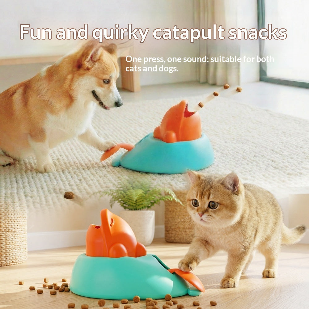 Interactive treat dispensing dog toy with rattle sound reward