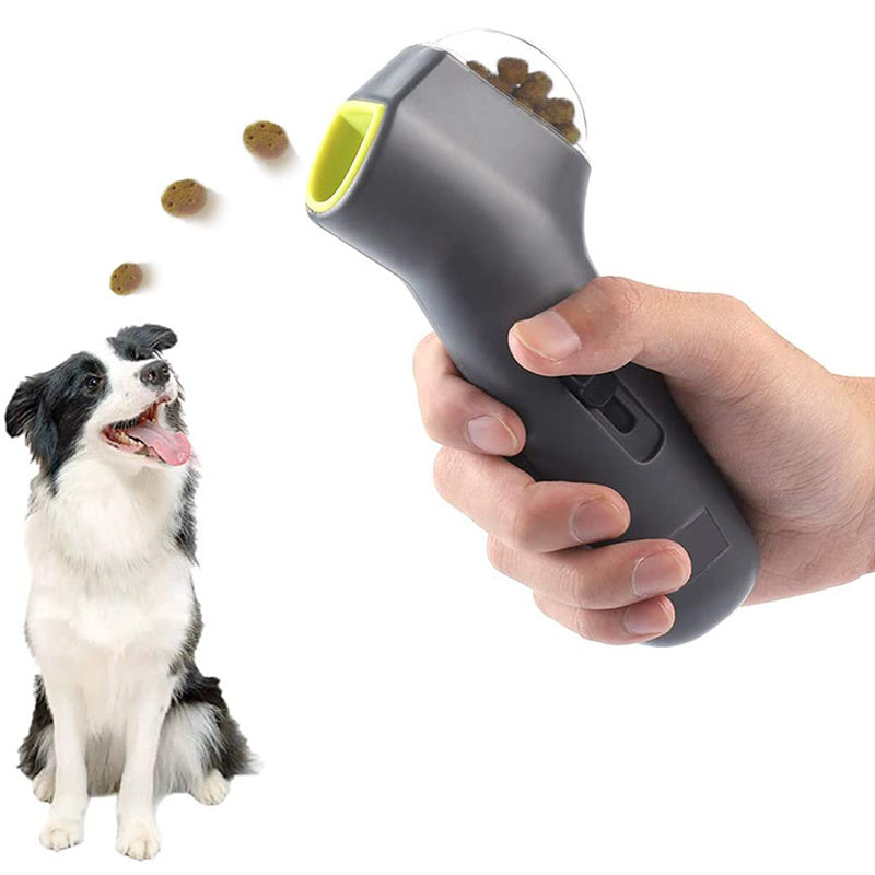 Pet snack feeder with catapult design for dogs and cats
