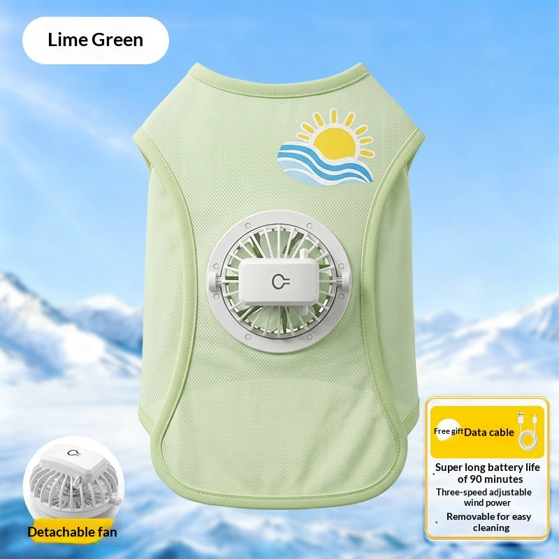Cooling fan vest for dogs showing built-in fan detail