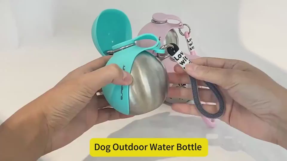 Portable Leak-Proof Dog Water Bottle with Bowl & Bag Dispenser